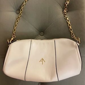 Used Manu Atelier Cylinder Handbag white gold tone